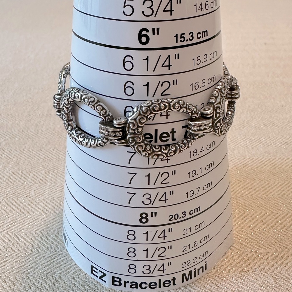 Retired Brighton Bracelet Cher Jazz Silver Swirls Crystal Links Romantic Western - Picture 9 of 11
